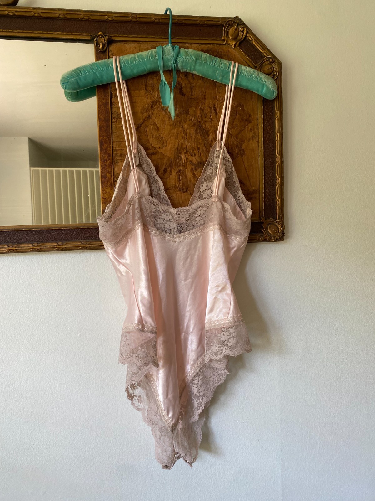 Vintage 1980s Pink Lace Teddy Bodysuit Romantic Sexy Medium Coquette High Cut