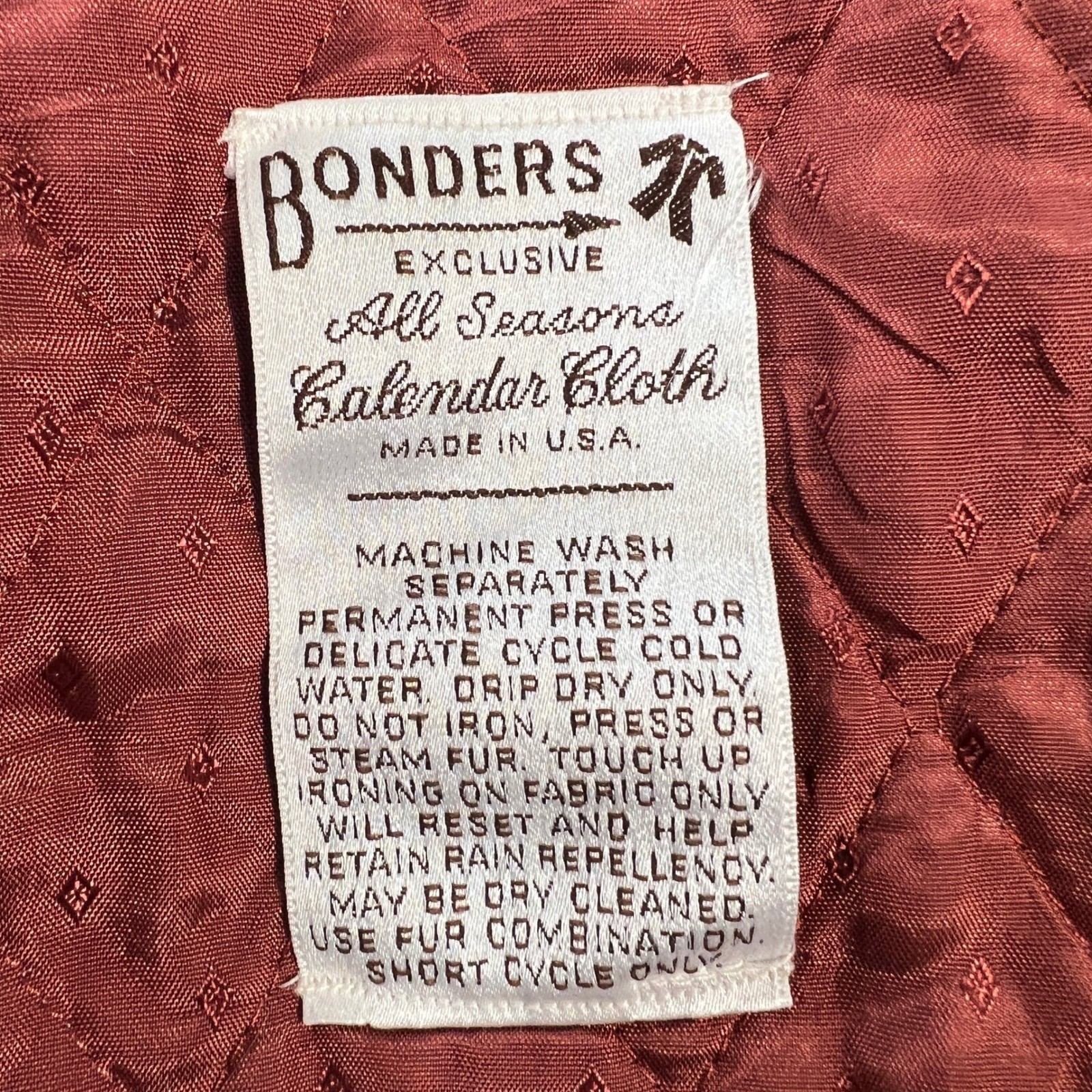 Vtg 70s Bonders Exclusive All Seasons Calendar Cloth Coat Red Faux Fur Lined S/M