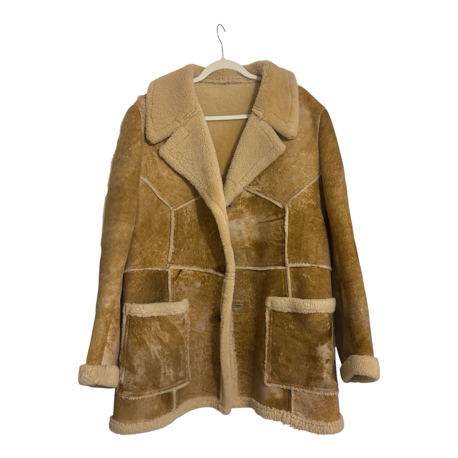 Vintage 1970s Makray Suede Wool Penny Lane Boho Hippie Coat size L