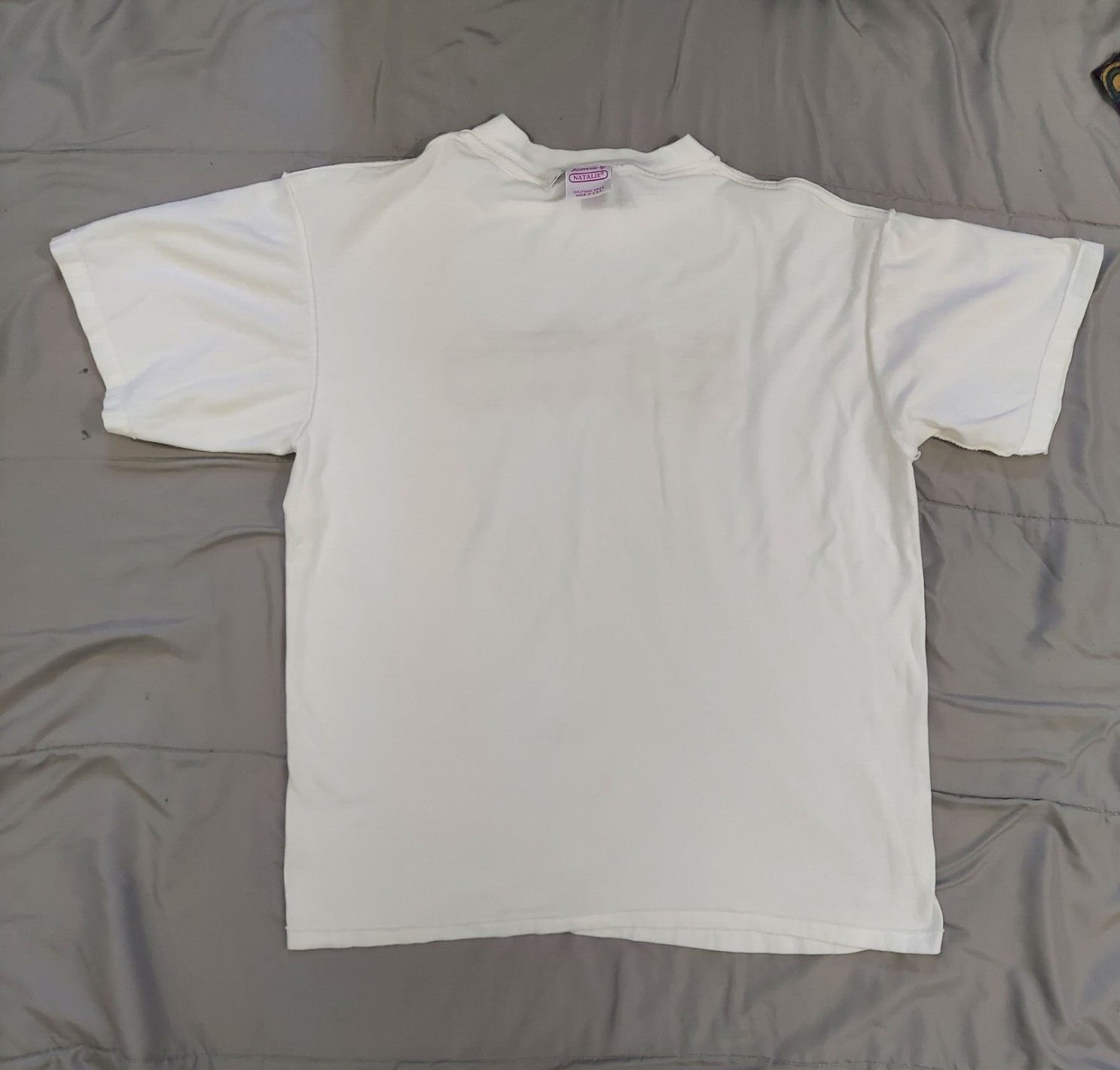Vintage 90s Discoveries By Natalie Embroidered Golf T-Shirt White Gold USA L