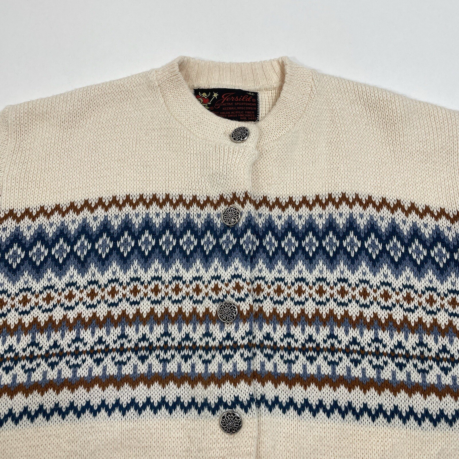 Vintage Swiss Jersild Cardigan Knitted Button Sweater Women’s Size 42