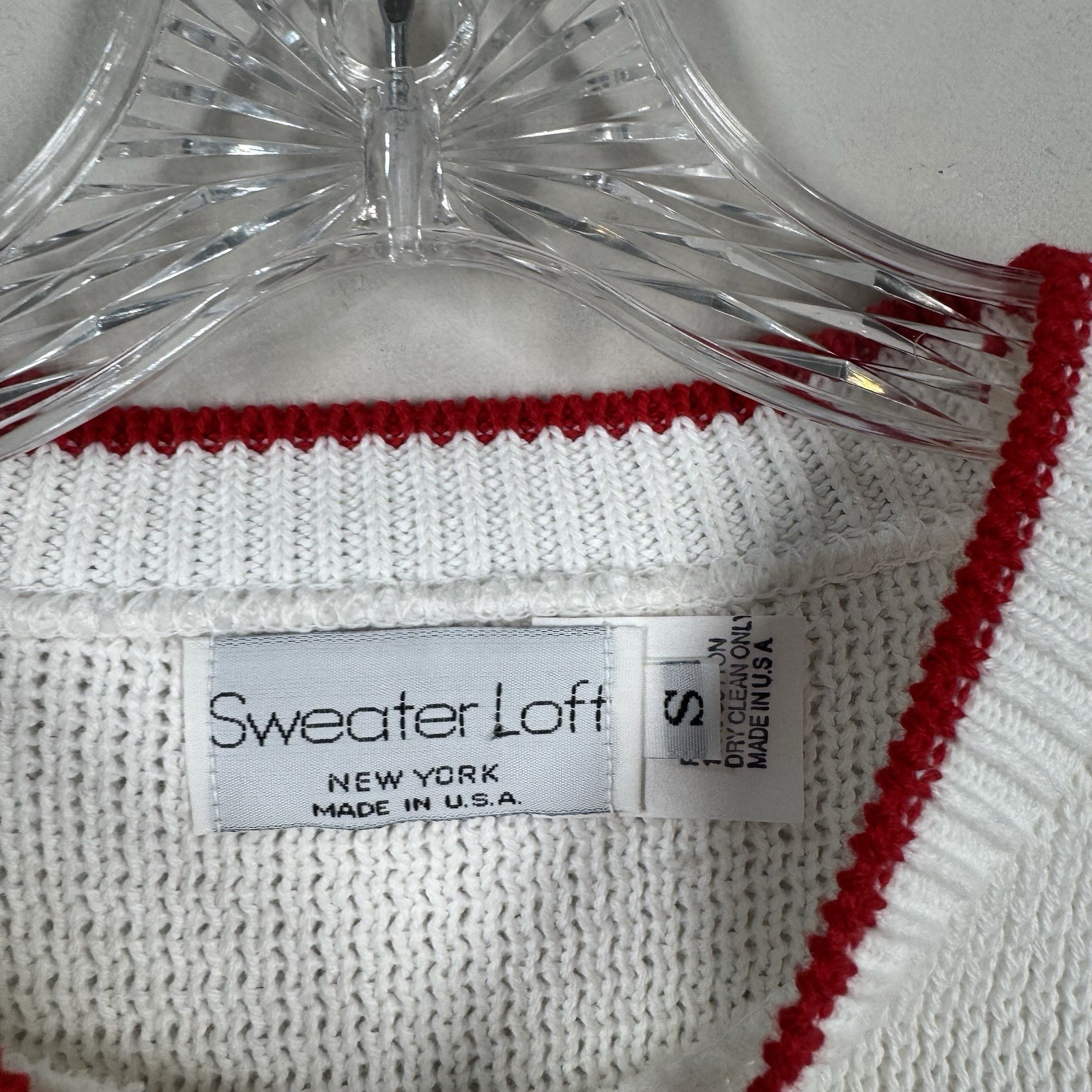 Sweater Loft Vtg Short Sleeve Nautical Preppy Knit Flags Cotton USA Sz S NWOT