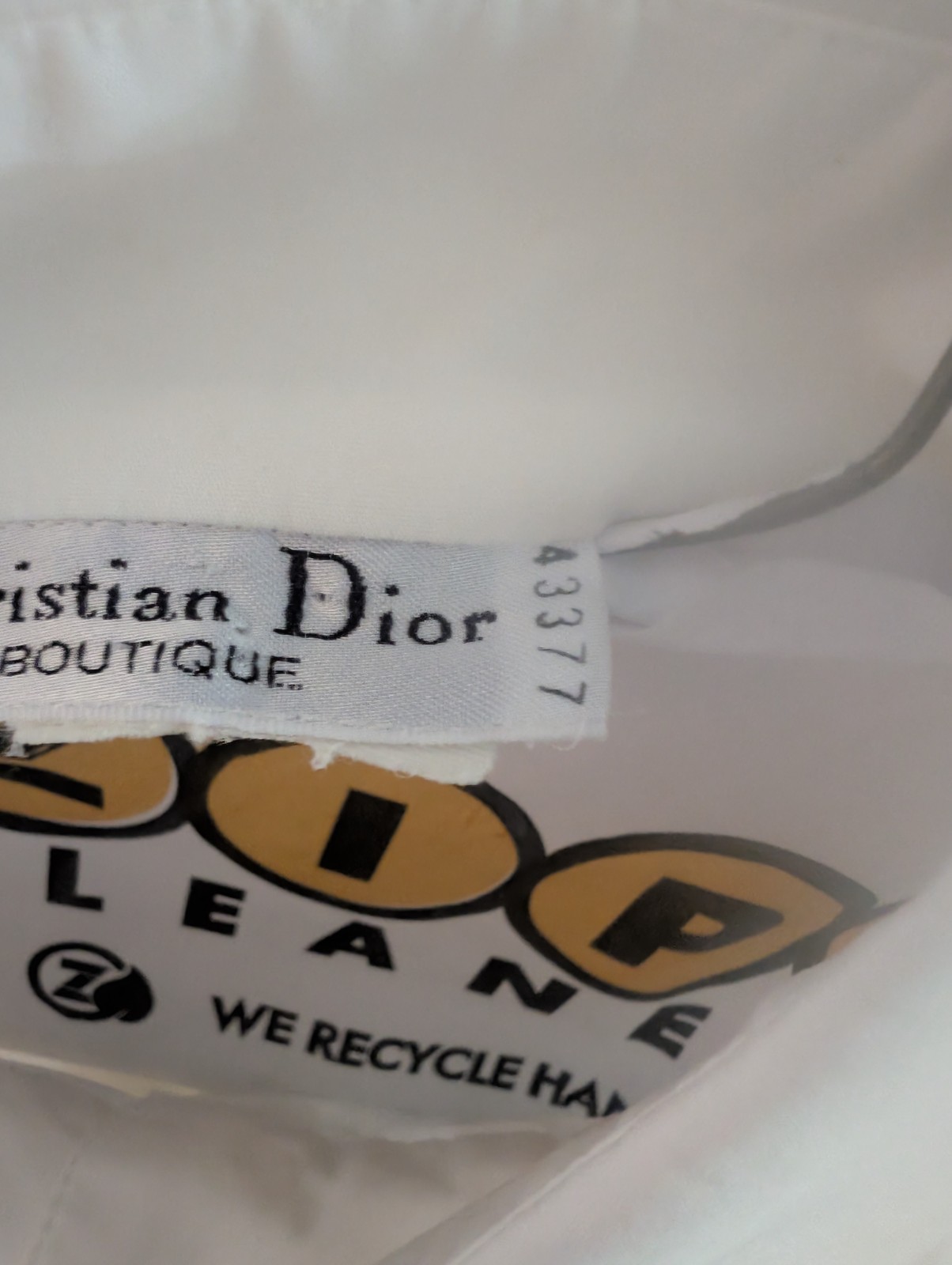 Vintage 80’s 90’s White Christian Dior Paris Boutique Tuxedo Blouse EU 42