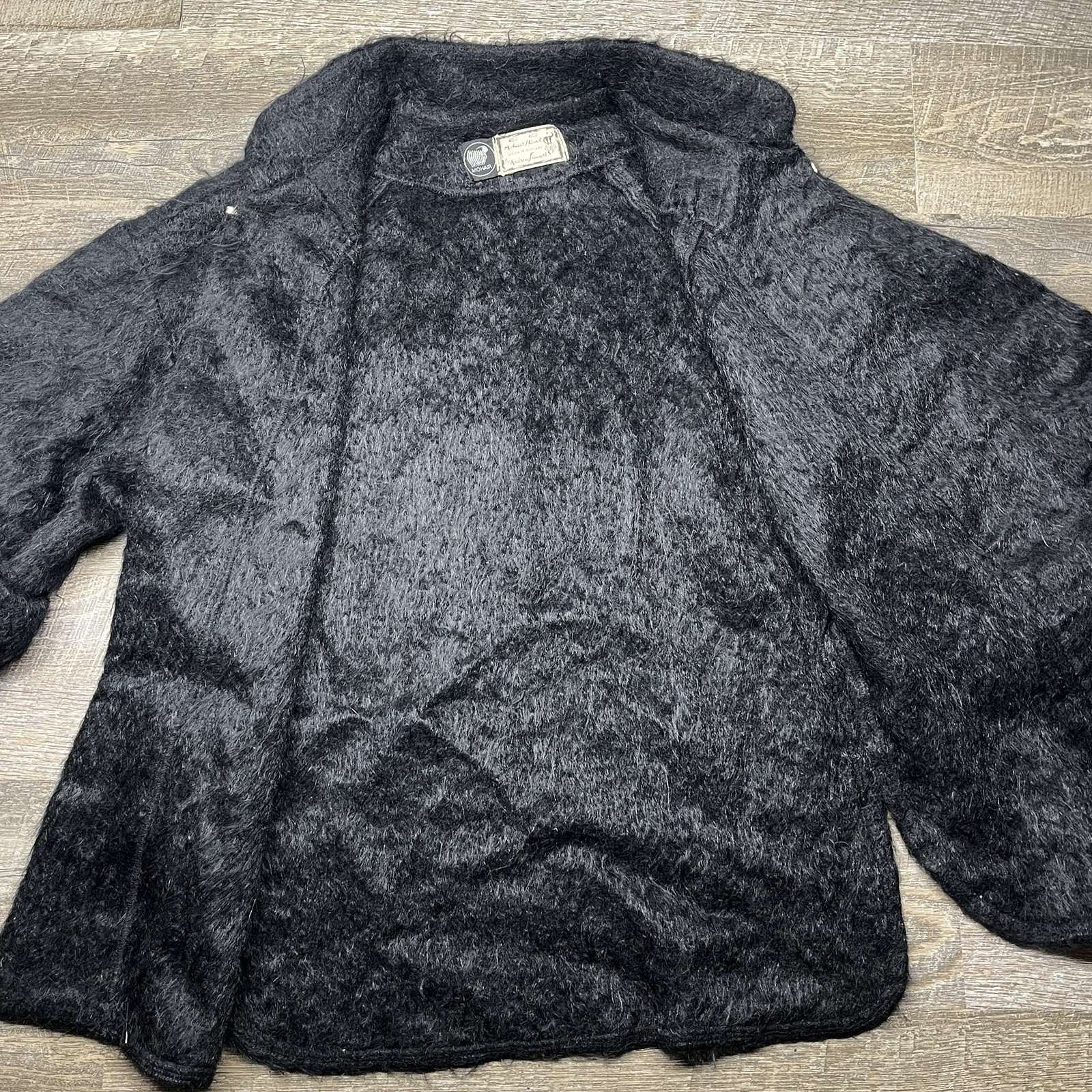 Vintage 60s Andrew Stewart Scottish Mohair Wool Swing Jacket Black size Medium