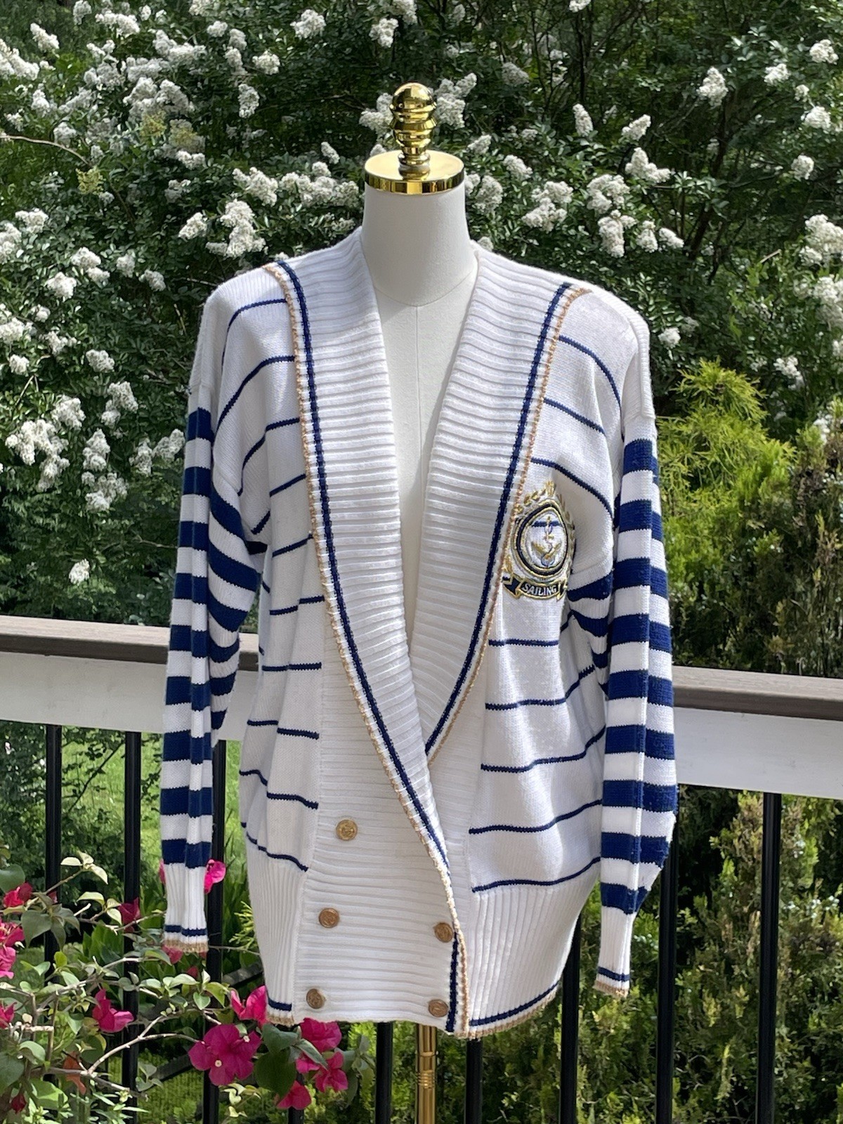 Vintage Organically Grown by Arpeja Nautical Sweater Sailing Patch 1980’s L