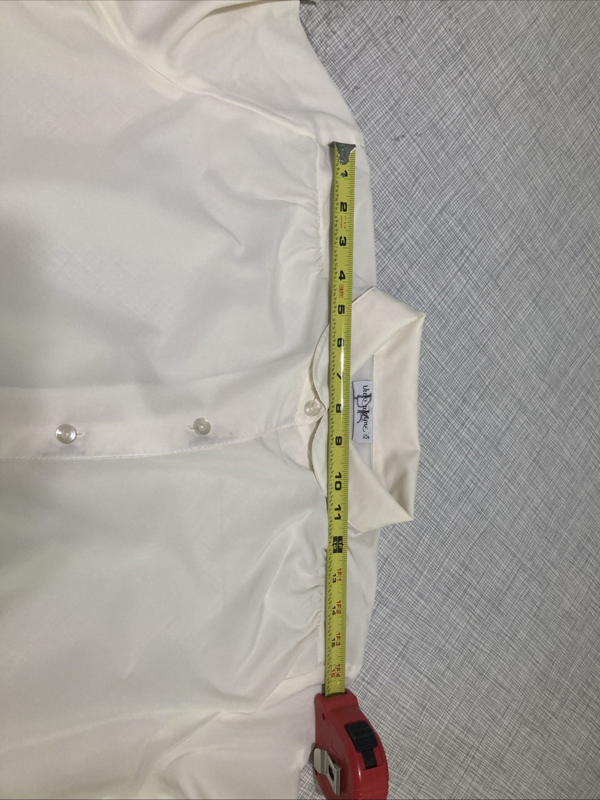 VTG 80s Vicki Wayne Off White Sheer Secretary Blouse Shirt Buttons Medium FLAW