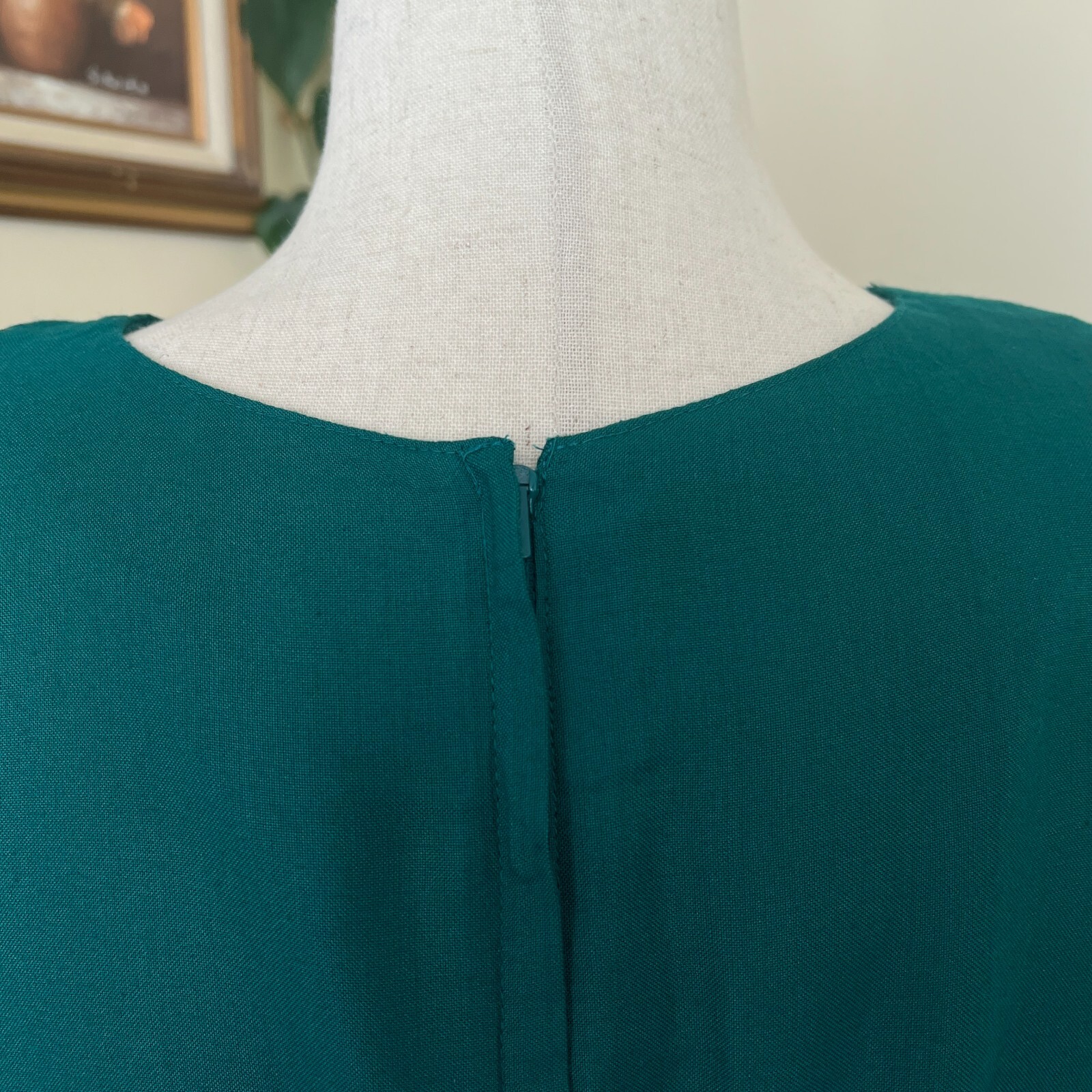 Sarah Elizabeth Long Sleeve Green Vintage Dress sz 12 Embroidered Made in India