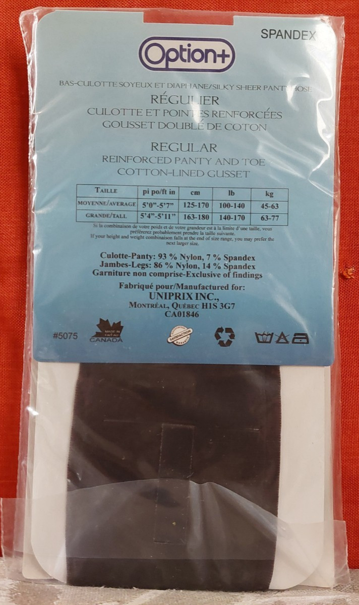 Vintage Pantyhose Option Regular Color Charcoal Size Average BBN1