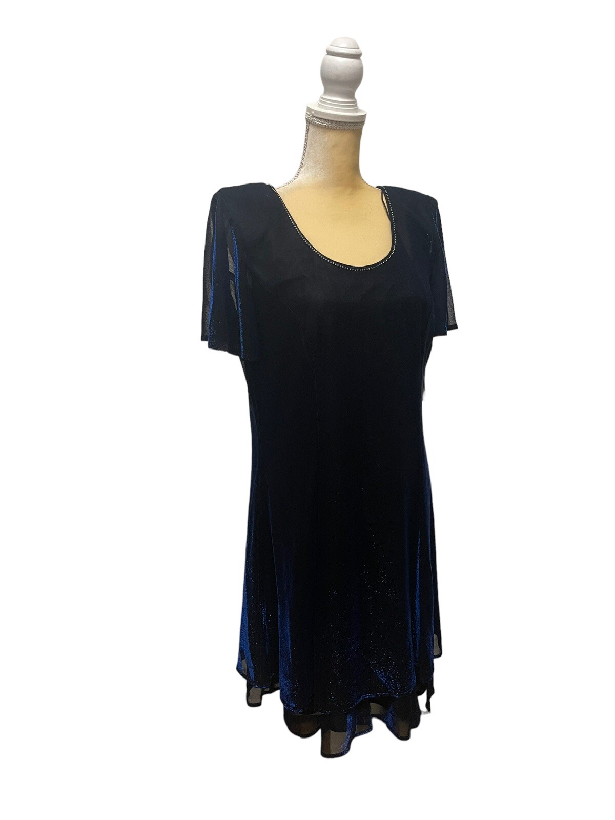 New Vintage Dress 80’s 90’s Molly Malloy Evening 12 Formal Blue Metallic USA