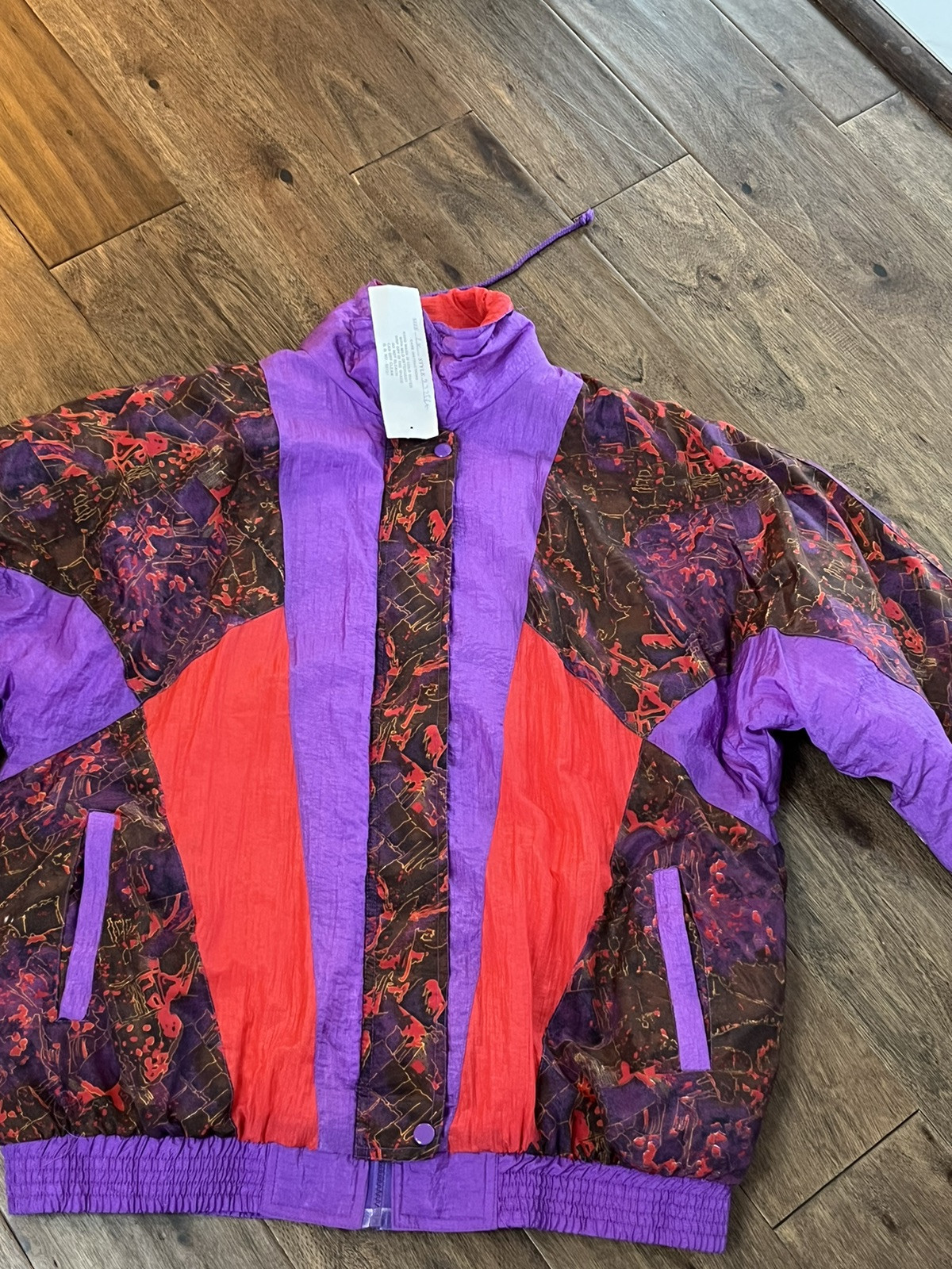 Vtg 80s NOUVEAU MONDE SPORT size 1X Windbreaker Set Purple/multi-colored