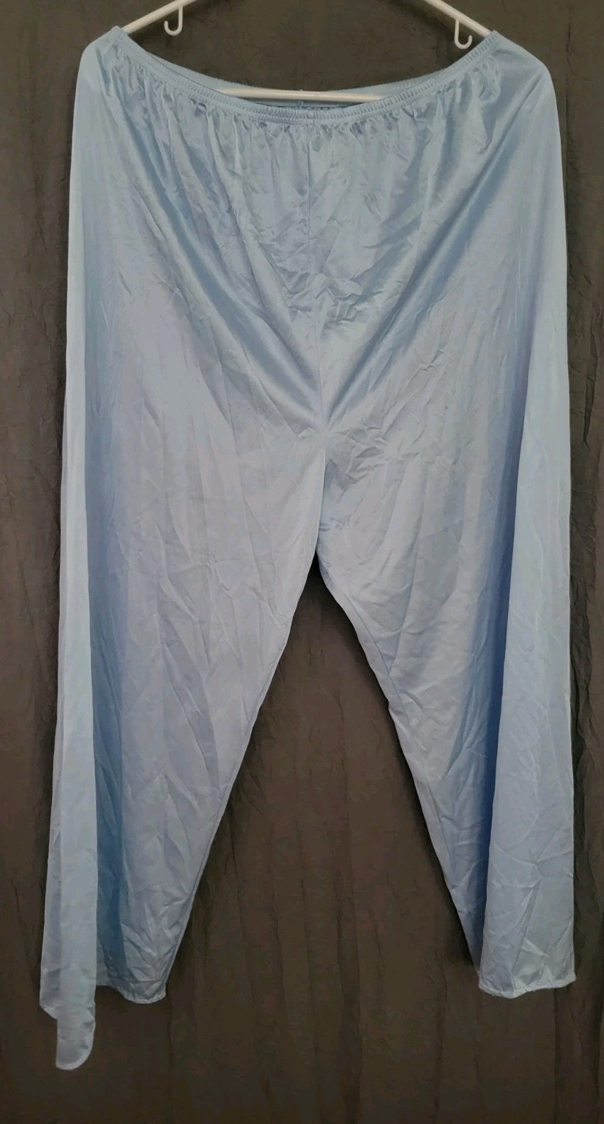 Vintage Lorraine Pajama Set 1X Blue Nylon Lace 2 Pc USA Sleepwear Womens