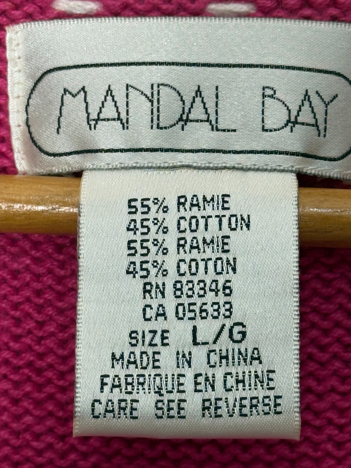 Vintage Mandal Bay Pink Zip Up Sweater Vest Butterflies Sz LG Cottage Grandma