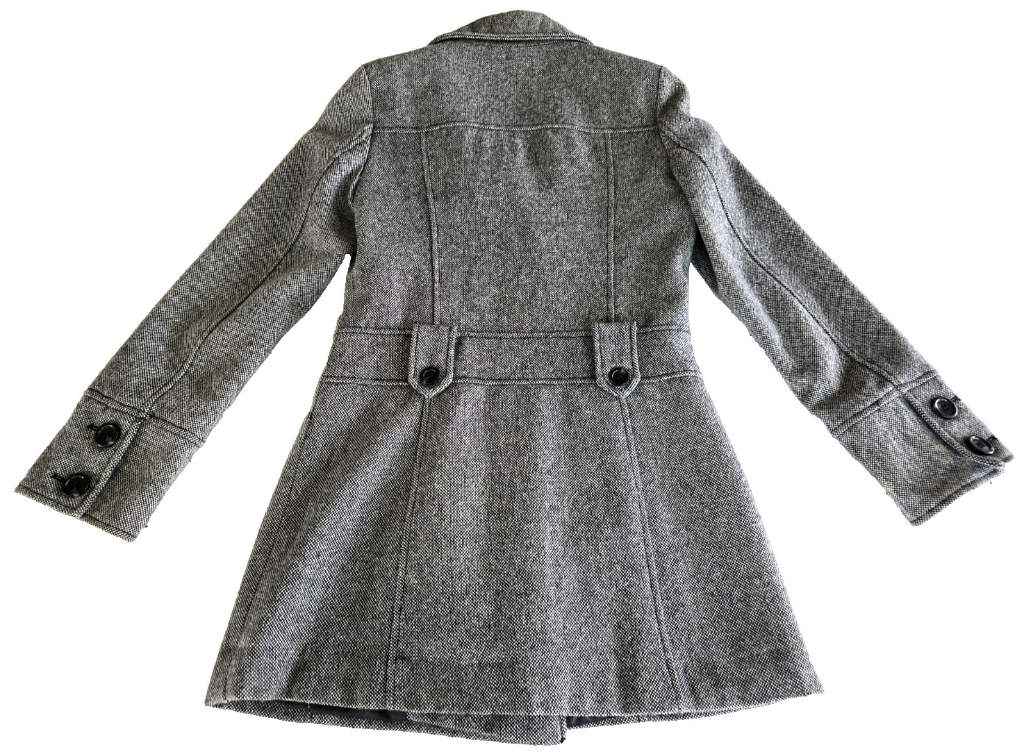 Vintage GUESS Wool Blend Pea Coat Black & White Tweed Women’s Size Small