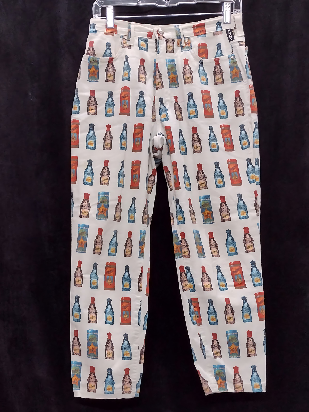 1990’s Funky Gianni Versace High waisted Colourful Perfume Bottle pattern Jeans