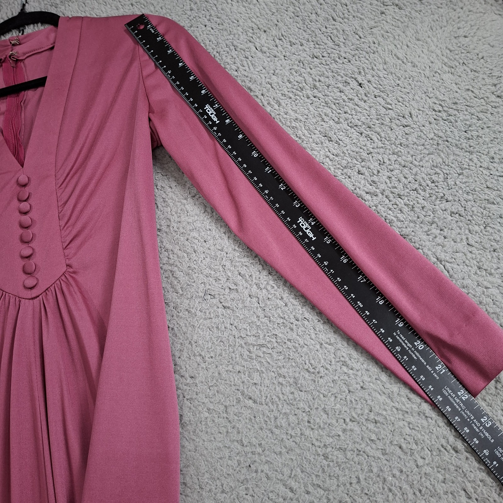 VTG 70s maxi Dress Large prom Hostess Mod Hippie Boho Bridesmaid Mauve Homemade
