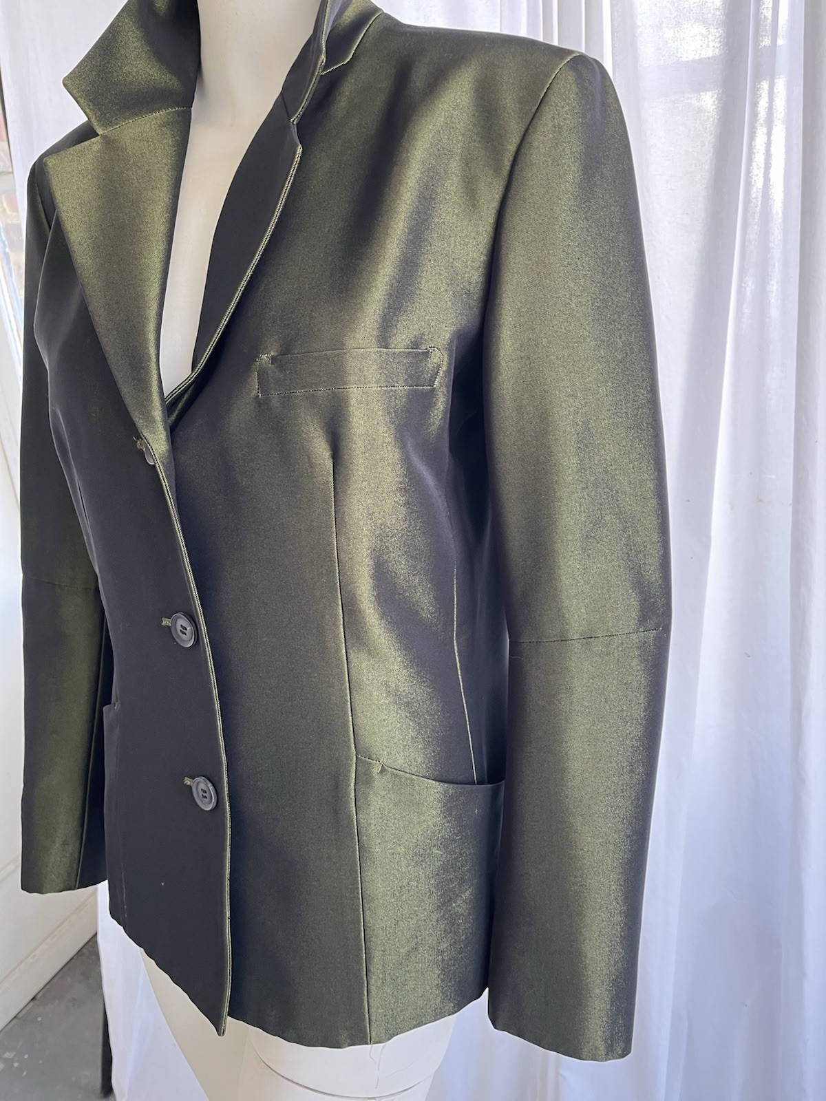 Issey Miyake Vintage 1990s White Label Iridescent Deep Green Jacket