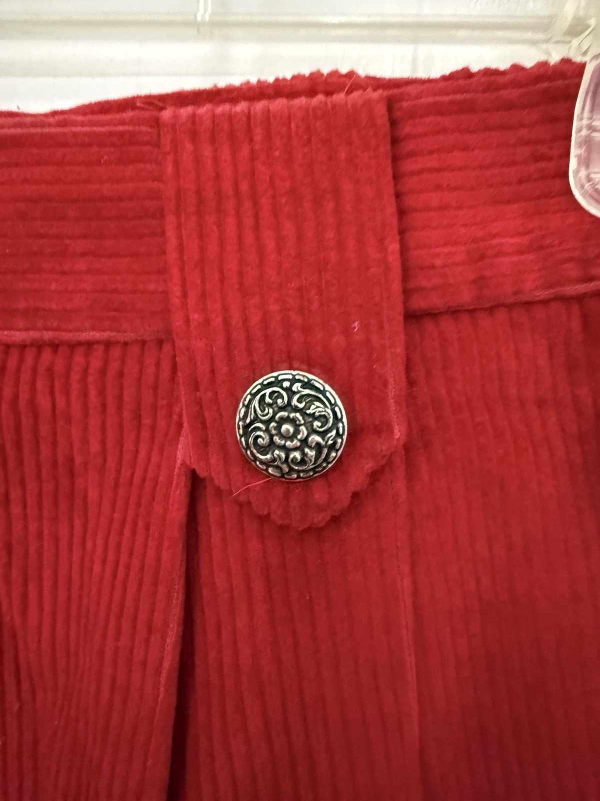 Vintage David Brooks Red Corduroy Wide Leg Shorts Sz 8 USA High Waist Y2K Preppy