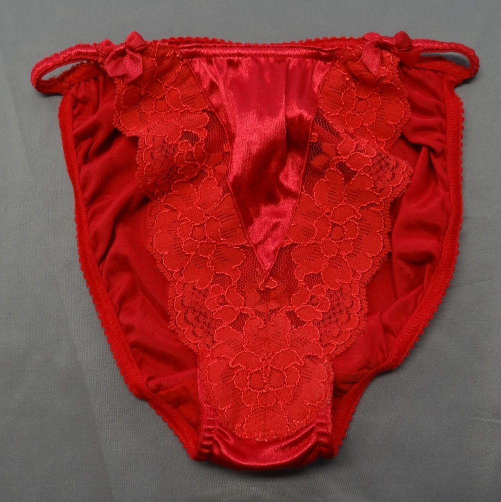 Victoria’s Secret S 5 VTG Satin String Bikini Nylon Stretch Lace 80s Gold Label