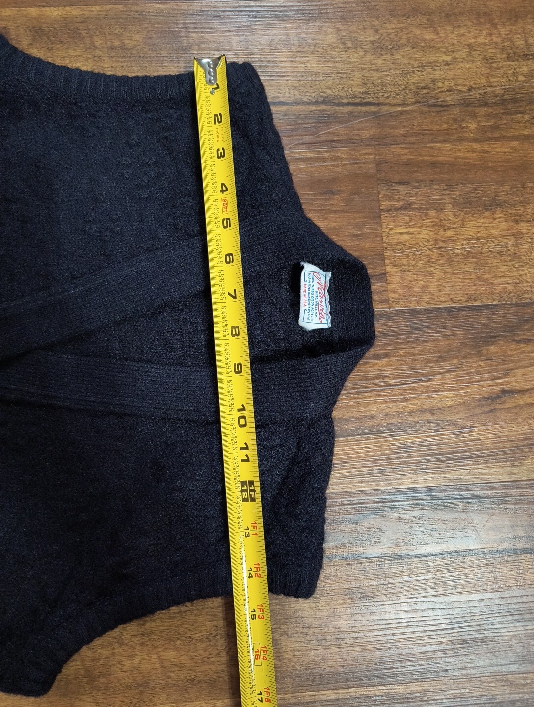 Vintage Marvin Turbo Orlon Acrylic Black Button Up Sweater Vest With Pockets USA