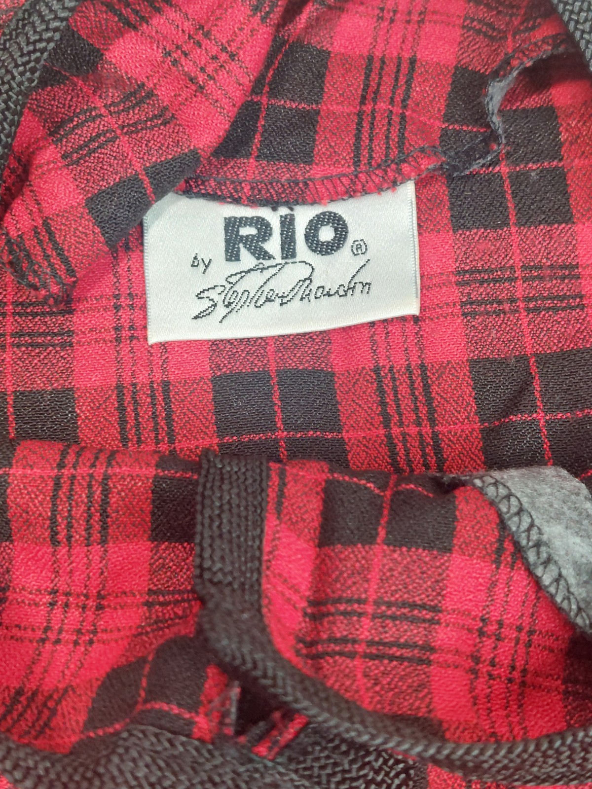 True Vintage 80s 90s Red Black Plaid Crop Top Long Shirt Grunge Y2K Academia