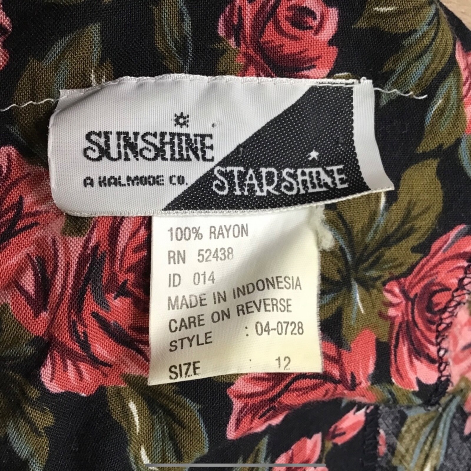 Vintage Y2K Floral Dress Size 12 Mini Rose Tie Front Black Pink Green 1990s