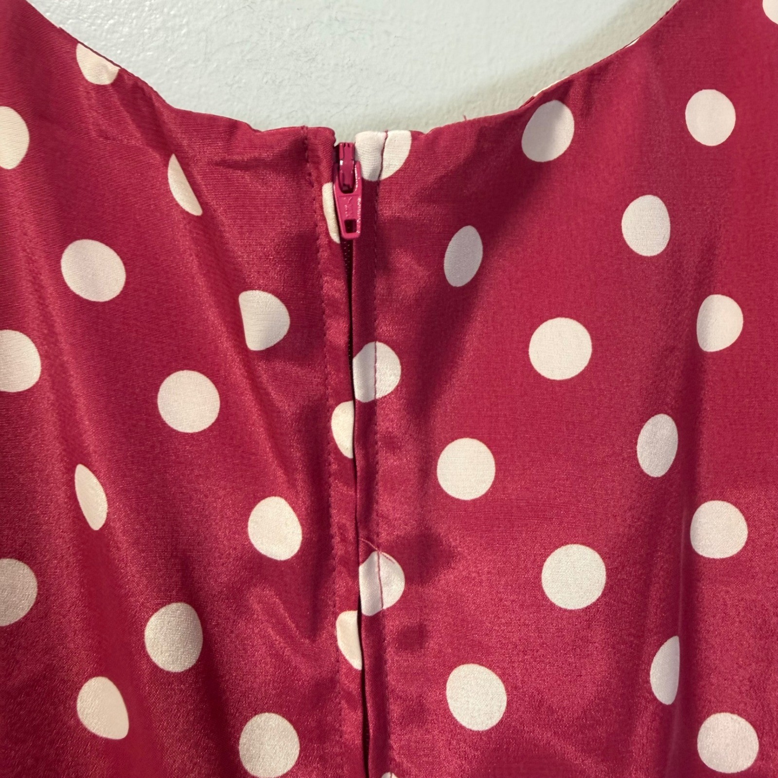 Leslie Fay Vintage Polka Dot Dress and Jacket Set Raspberry Pink Womens 14P