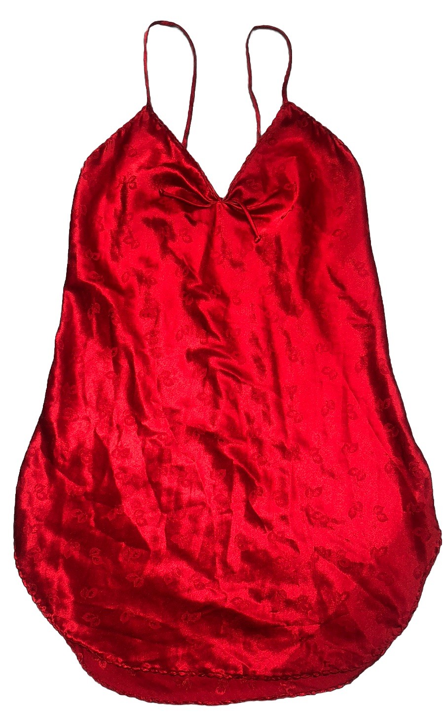 Vintage Ralph Montenero for Blanche Nightie S Red Satin Chemise Slip *hole