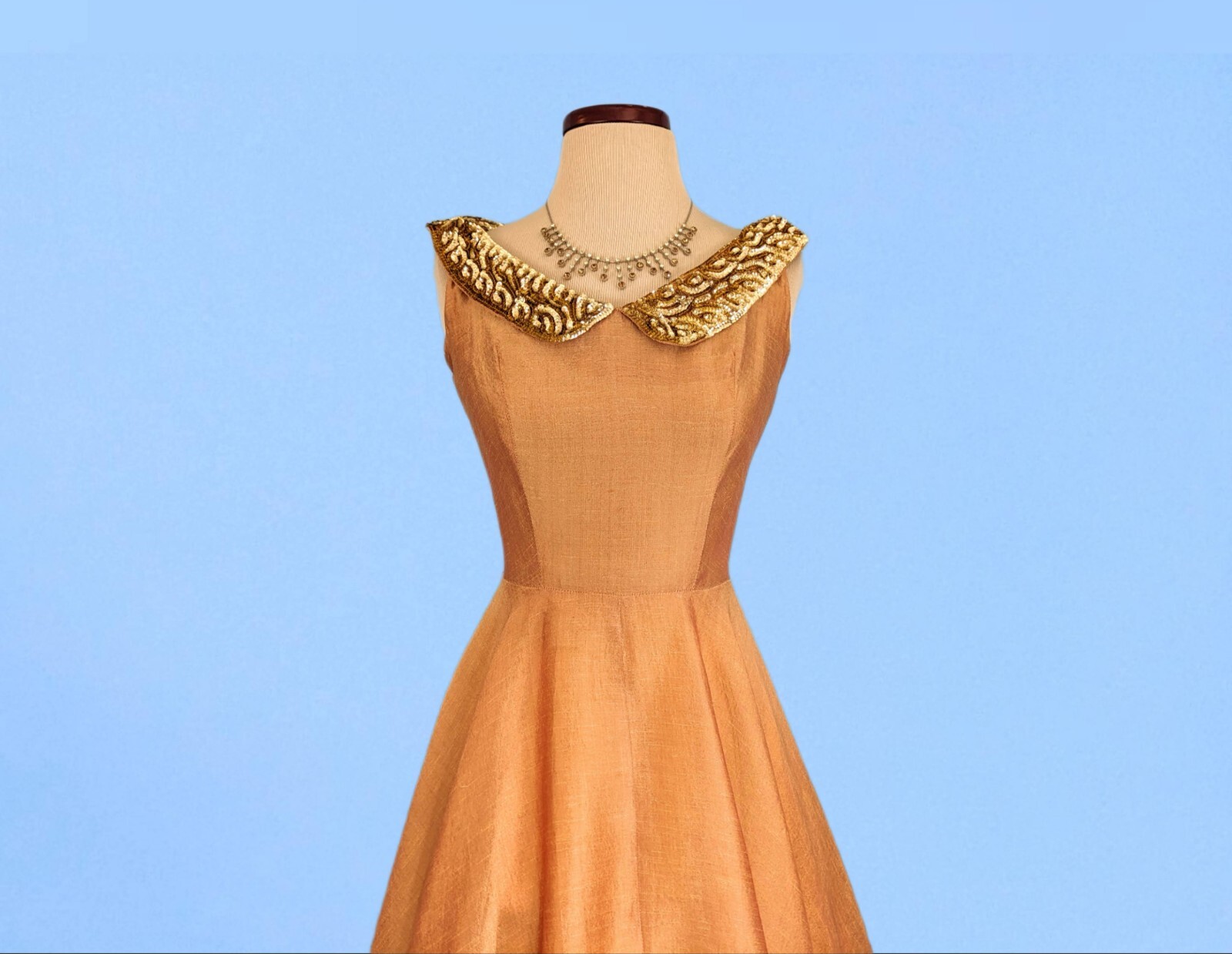 Vintage 1950s Iridescent Party Dress, 50s Full Skirt Evening Gown Prom Dress