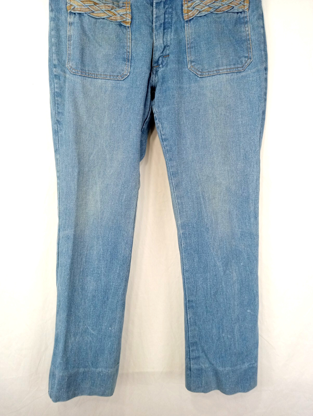 VTG 1970s’ 49R Belgium Denim Jeans women’s pants braided pockets 30 x 27