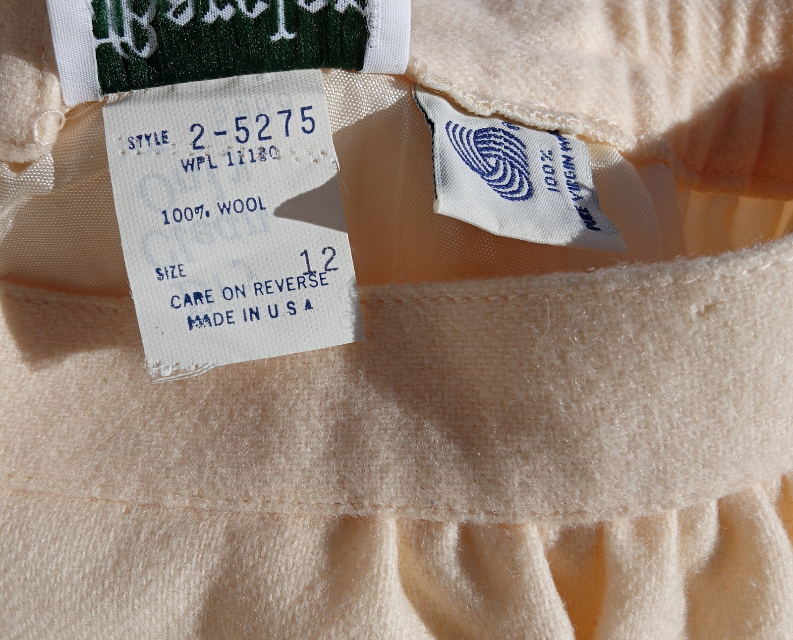 Barclay Square Wool Skirt Women’s Size 12 Ivory Cream Midi USA FLAW