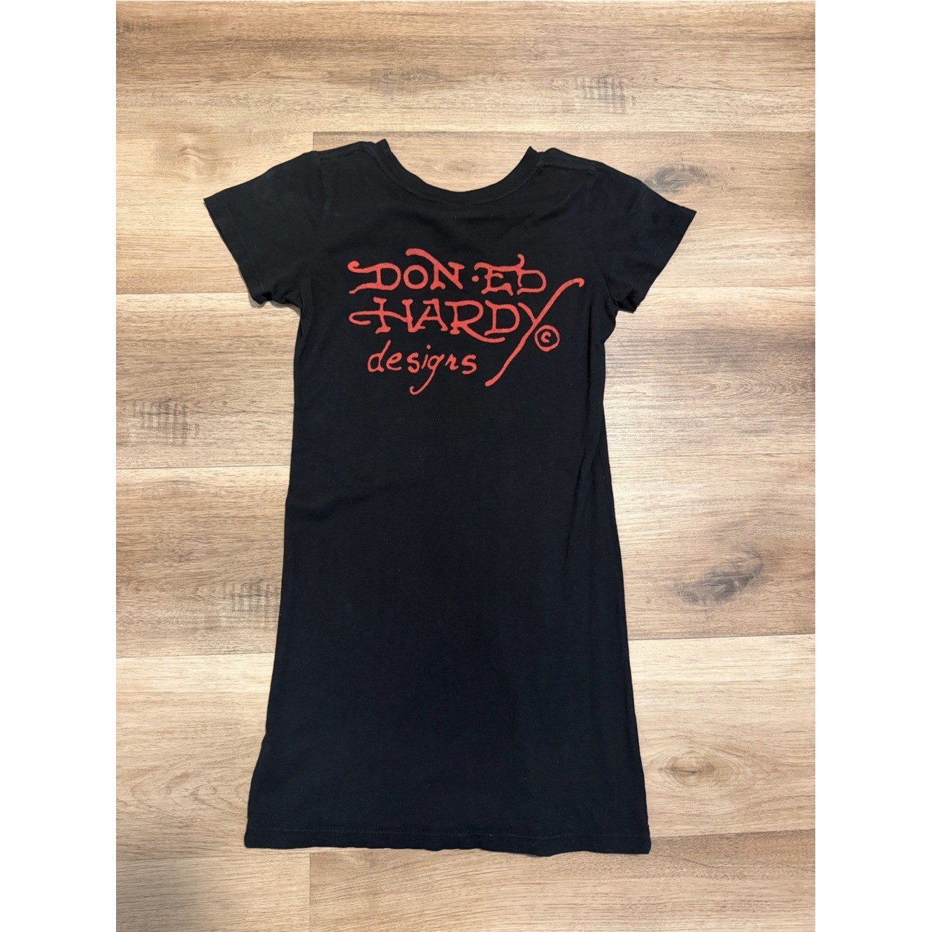 Vintage Ed Hardy T Shirt Dress Womens Small Christian Audigier Y2K Grunge Tee