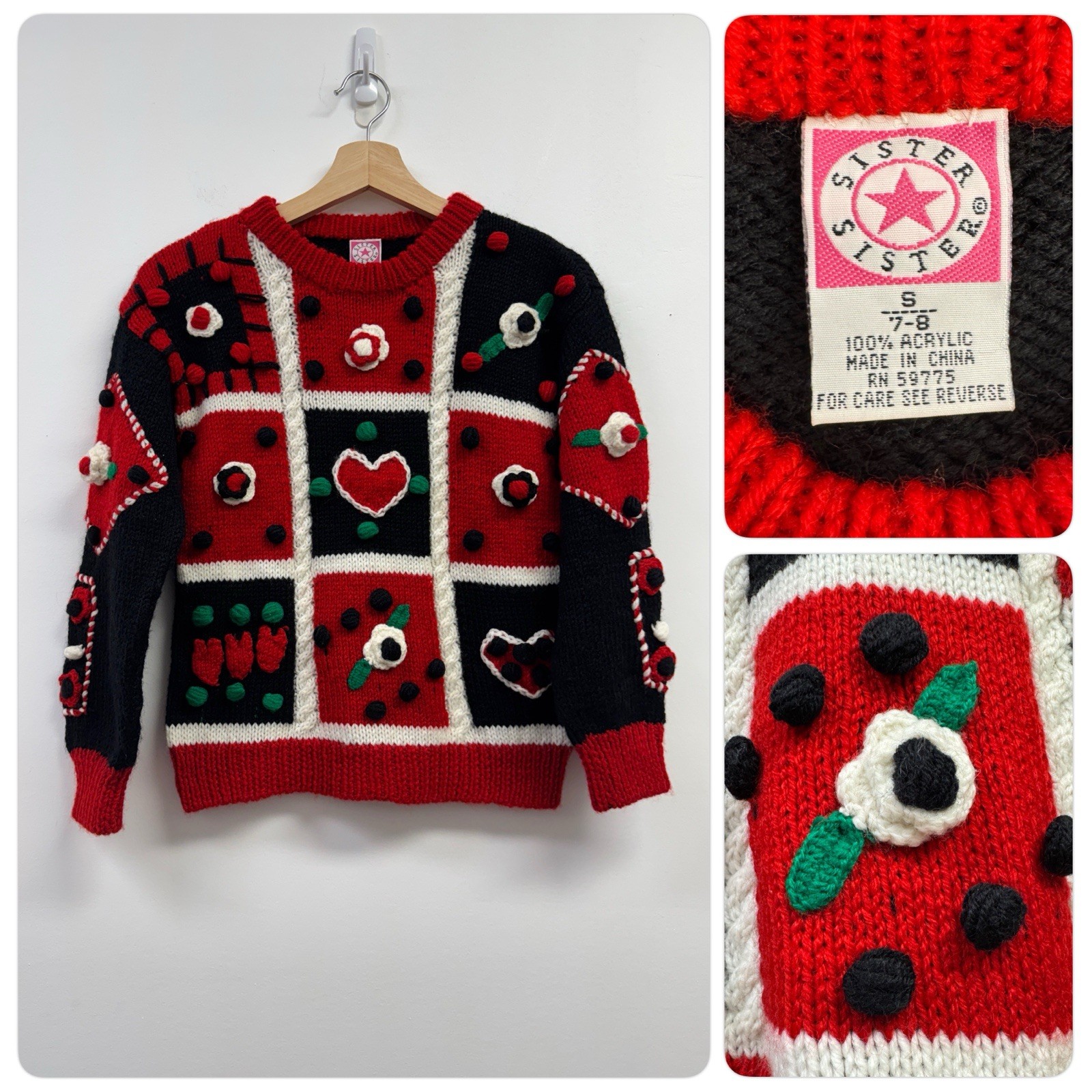 90s SISTER SISTER 3D Ugly Holiday Sweater Small 7/8 (Womens XXS/XS) READ
