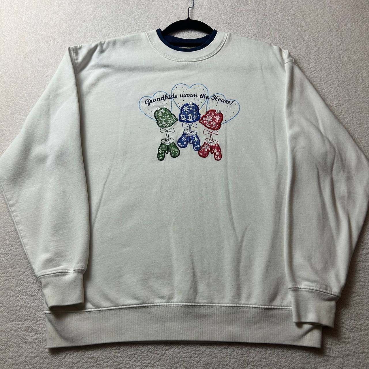 Vintage M&C Sportswear „Grandkids Warm The Heart” Christmas Ringer Sweater XL
