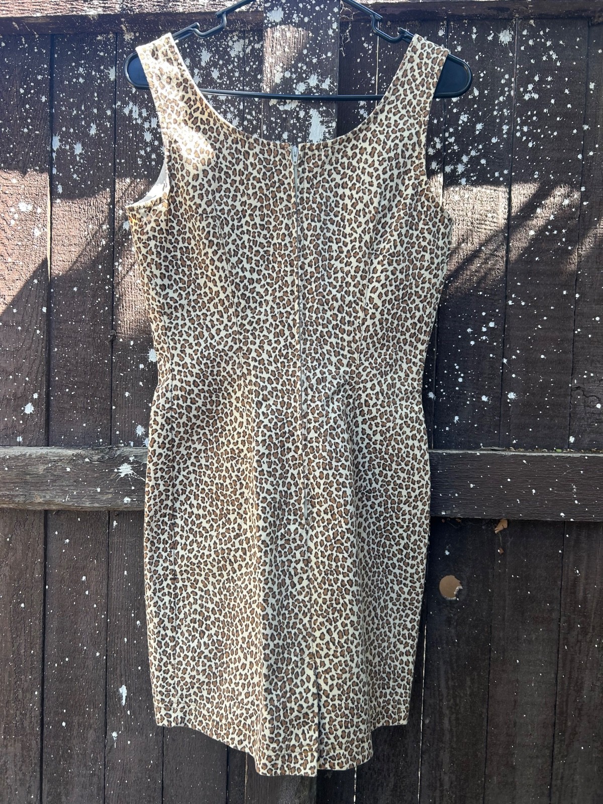 1990s Rampage vintage sheath mini wiggle leopard denim dress womens xs s 7