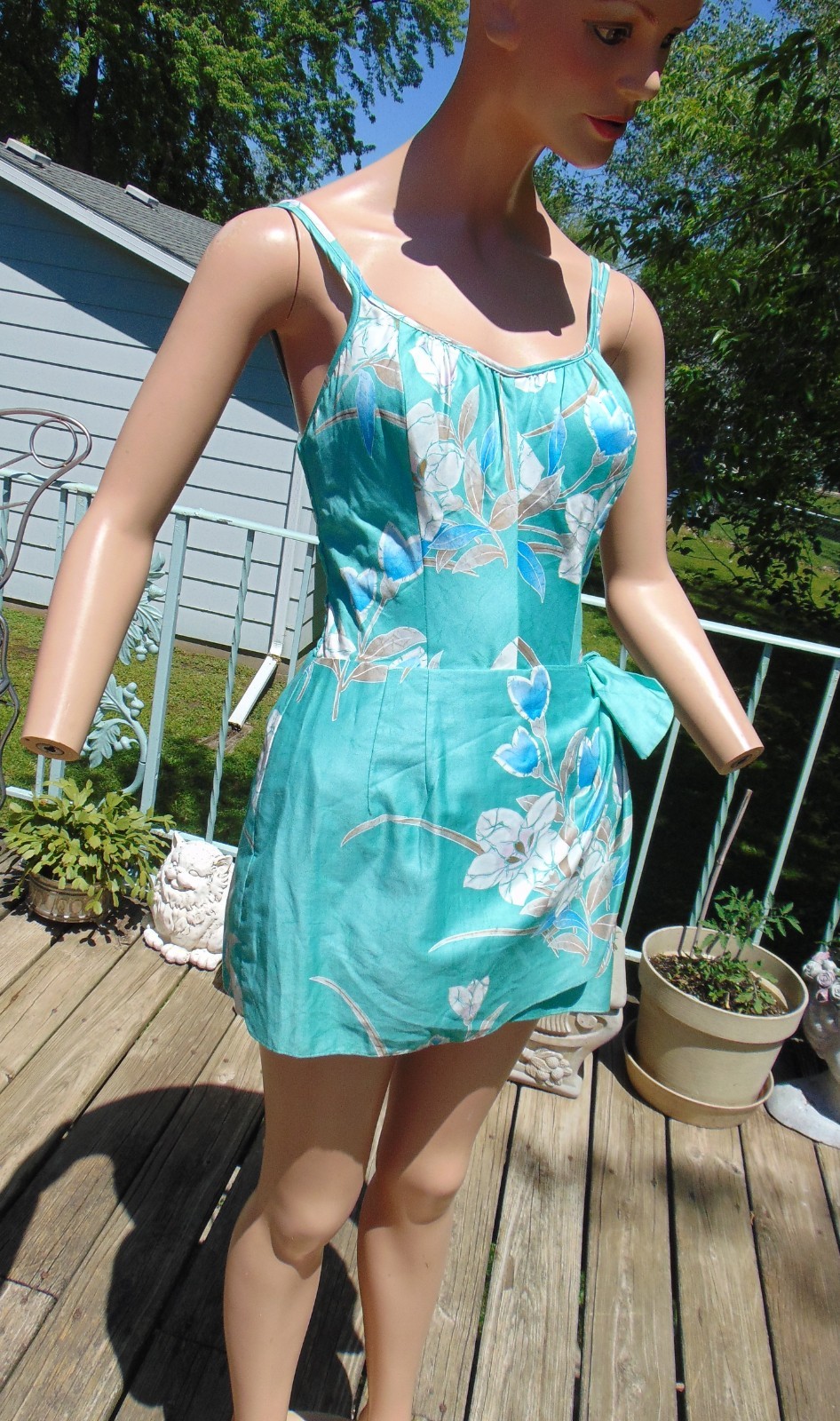 Vtg 70s Sun Fashions for Andrade Sarong Skirt Hawaiin Playsuit Romper sm