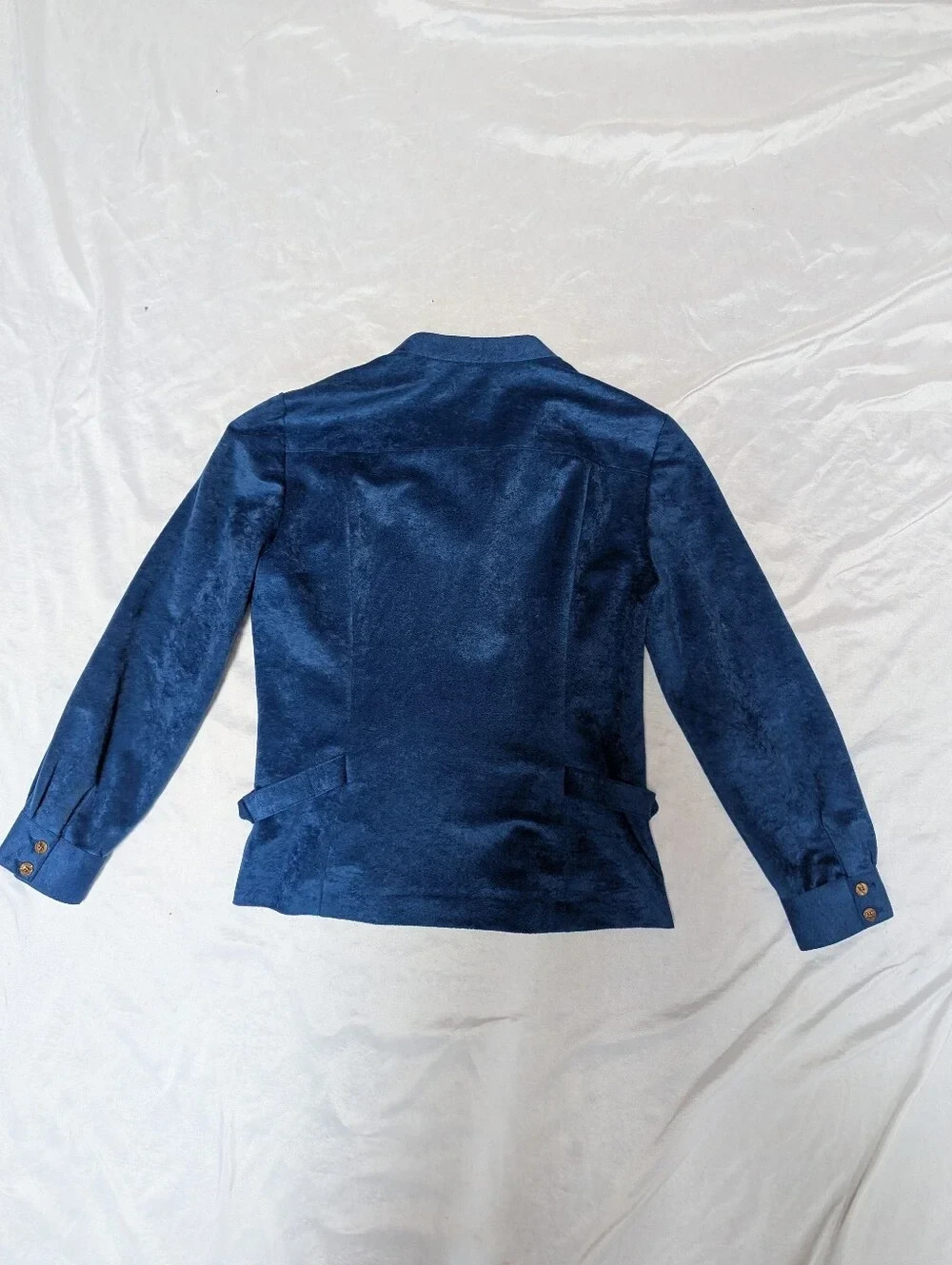 Vintage 70’s Button Front Blue Velour Dress & Jacket Anjac By Marc Needleman