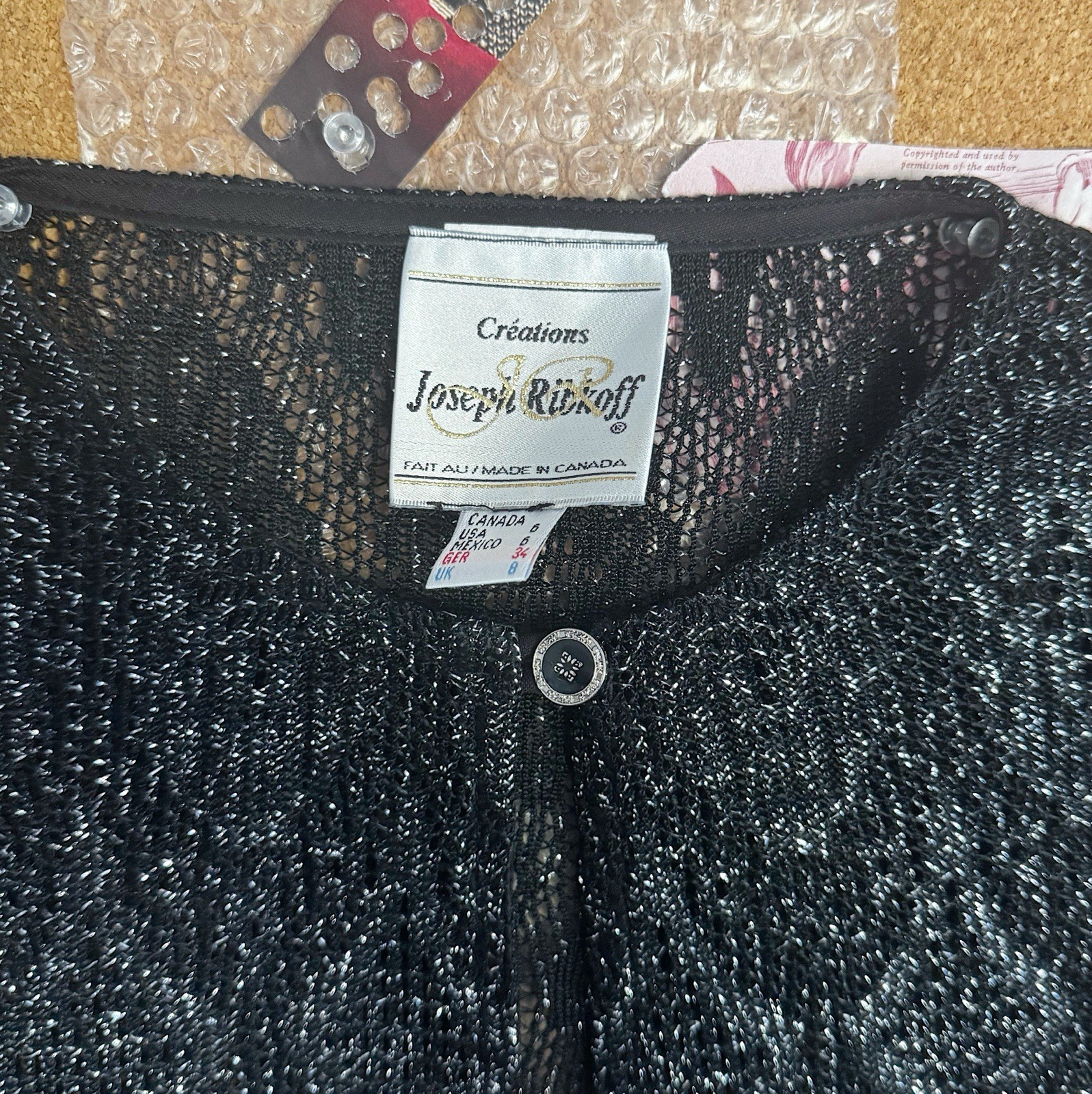 Joseph Ribkoff Vintage Black Silver Metallic 90s Prom Dress