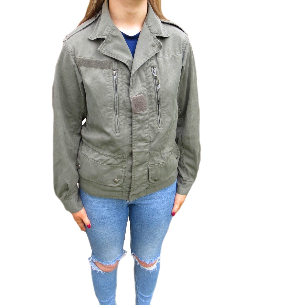 Vintage French army F1-F2 olive field jacket military khaki short style women V
