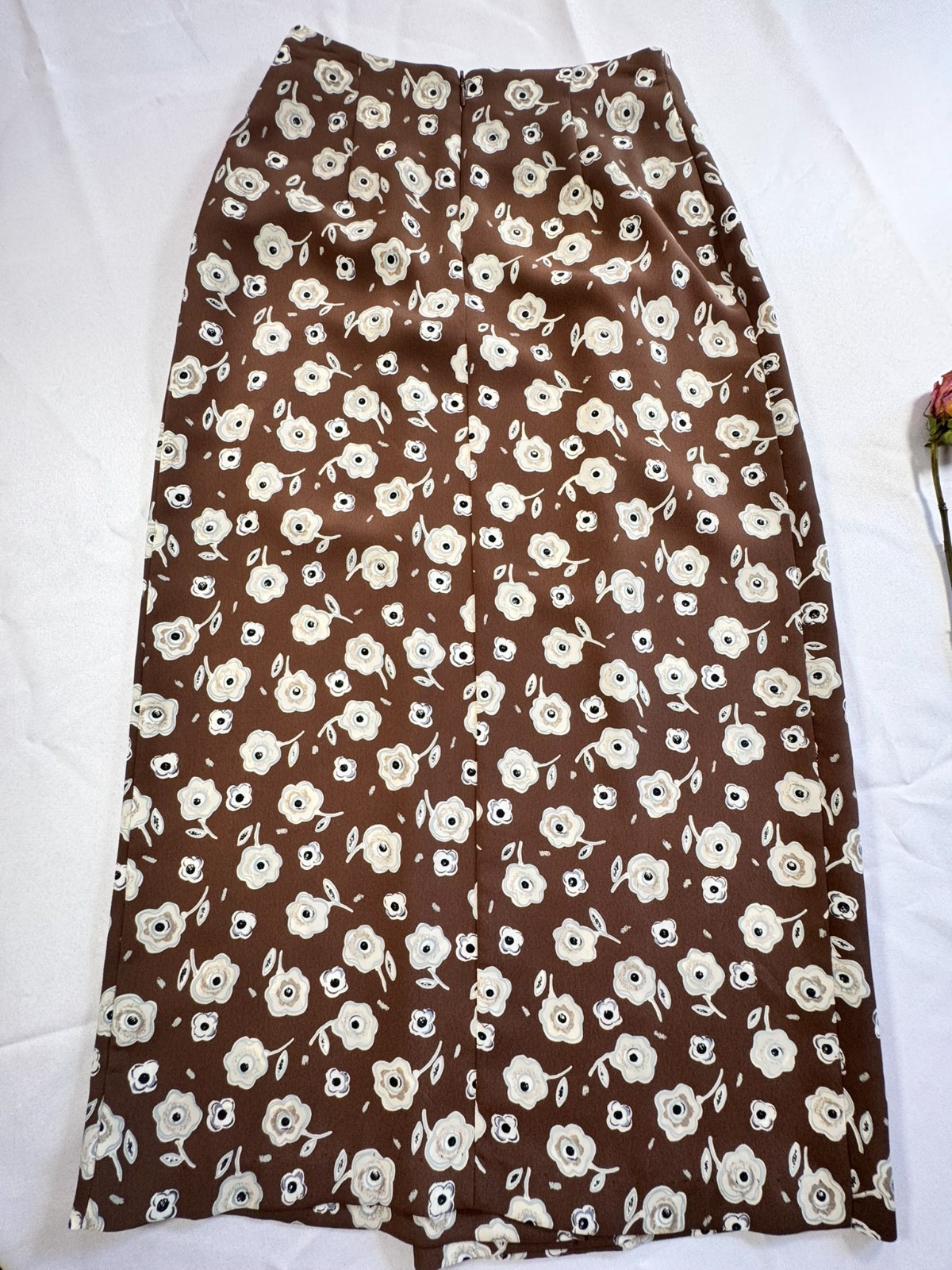 Petite Sophisticate Skirt Size 2 Brown Floral Midi Slim A-Line Vintage Y2K