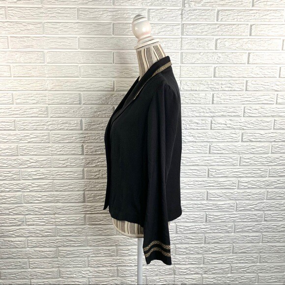 Vintage Black Jacket Blazer with Gold Trim & Buttons Size Medium
