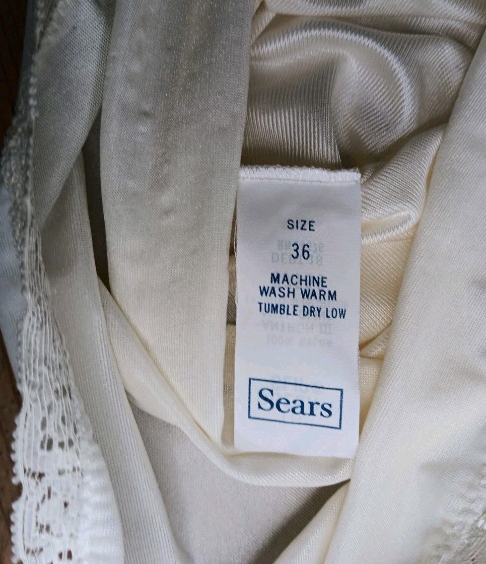 Vtg Sears The Doesnt Slip Womens 36 Cream Strapless Maxi Dress Antron Anti Cling