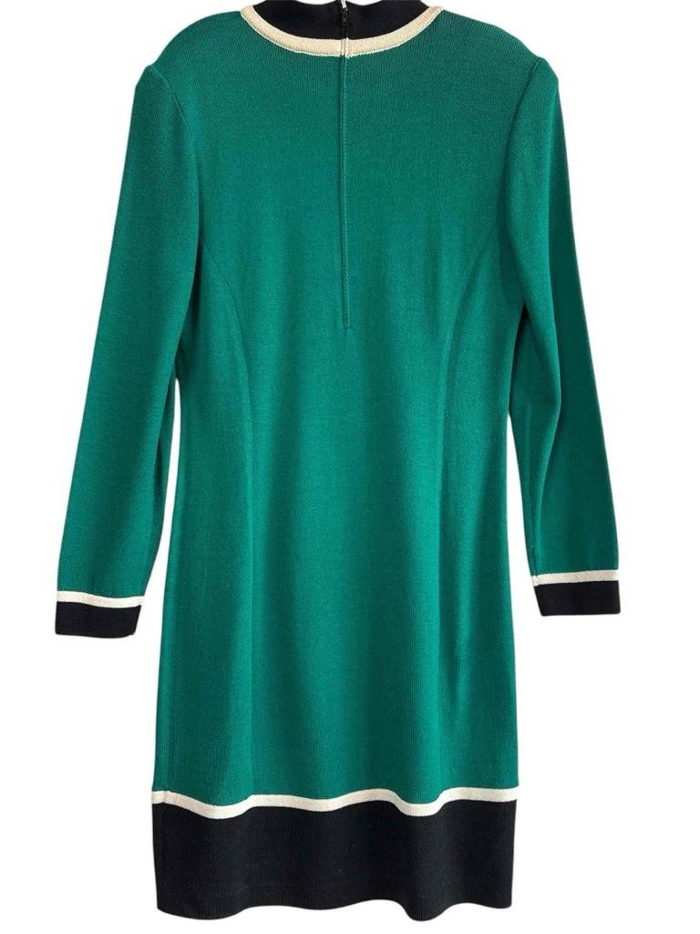 Vtg. St John Collection by Marie Gray Long Sleeve, Green Knit Dress Size 8
