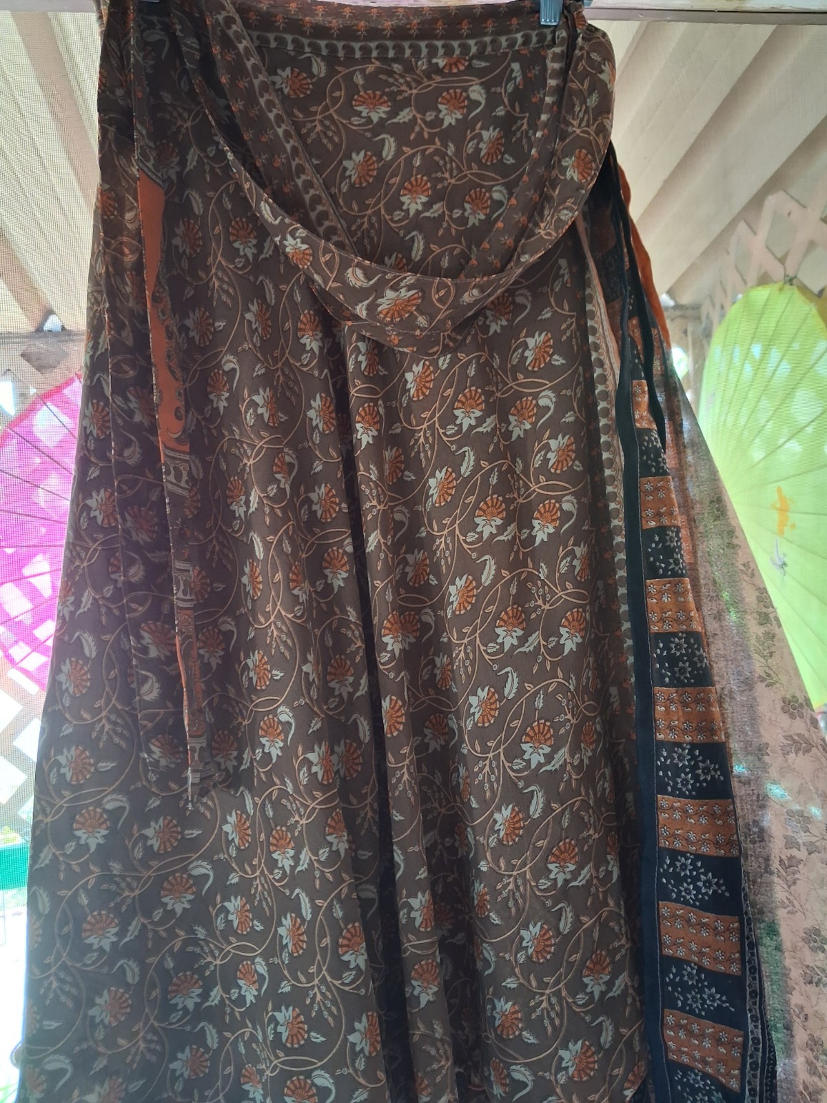 VTG India hippie wrap around long skirt 34”long One Size Paisley Design