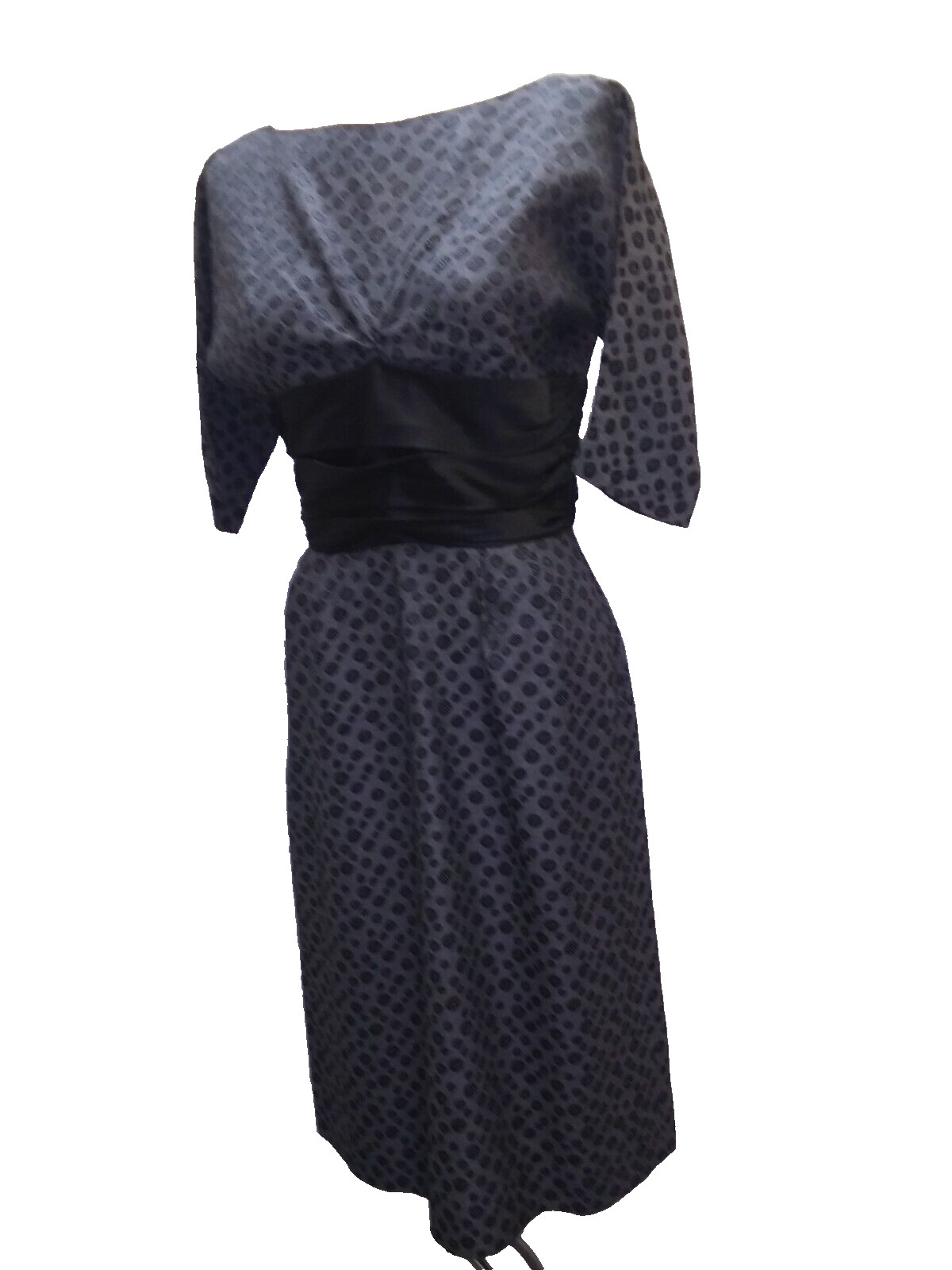 Vintage 1950’s Black & Gray Rayon Cocktail Wiggle Dress Size S/M