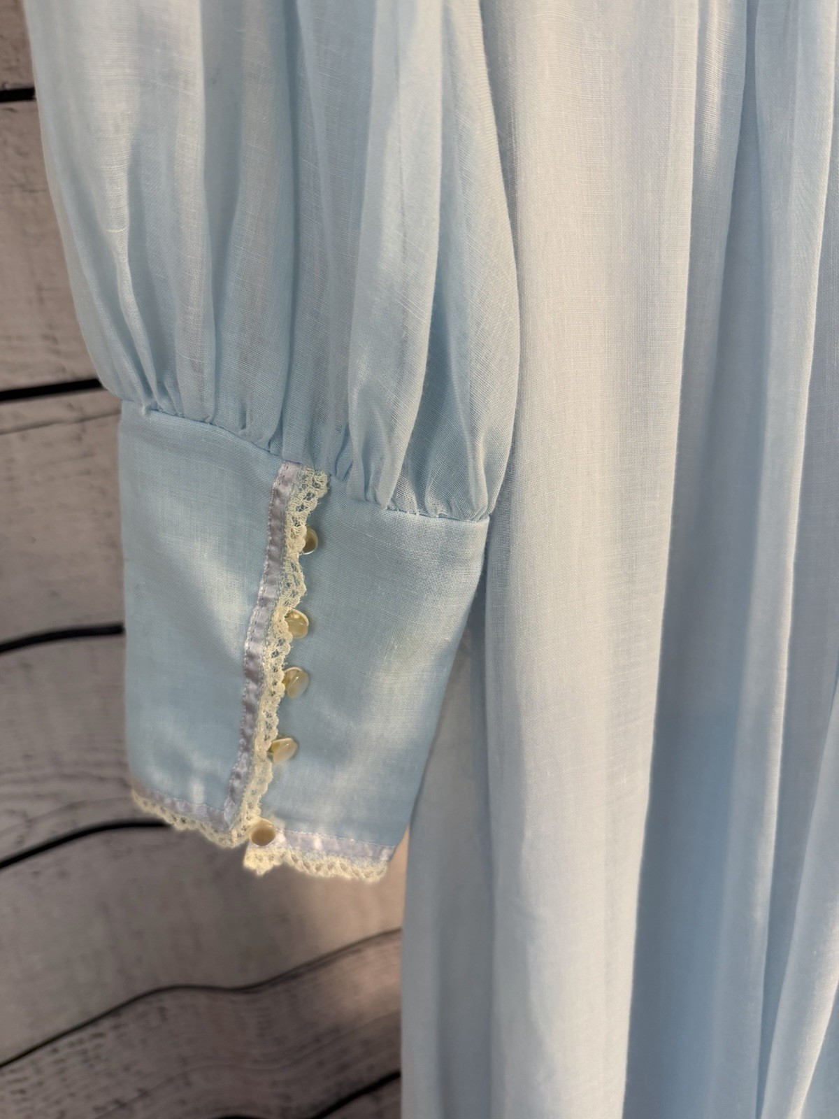 Candi jones California Vintage 1970’s Blue Prairie Maxi Dress Lace Boho.