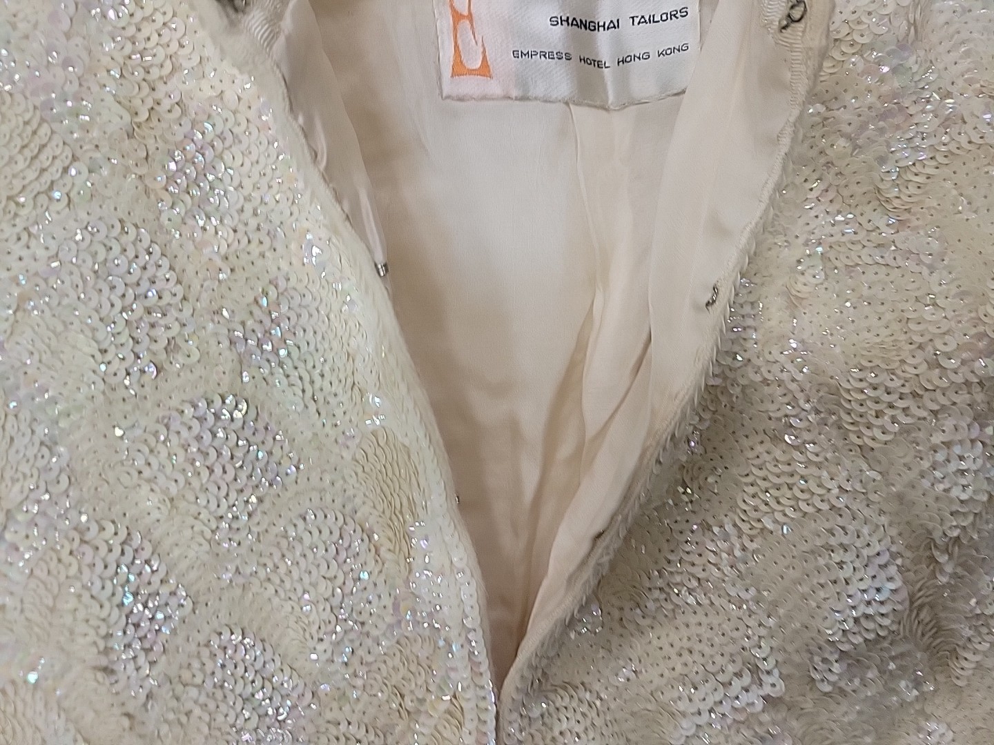 1960 Express Hong Kong Sequin Wool Cardigan Sweater Empress Hong Kong Rare VTG