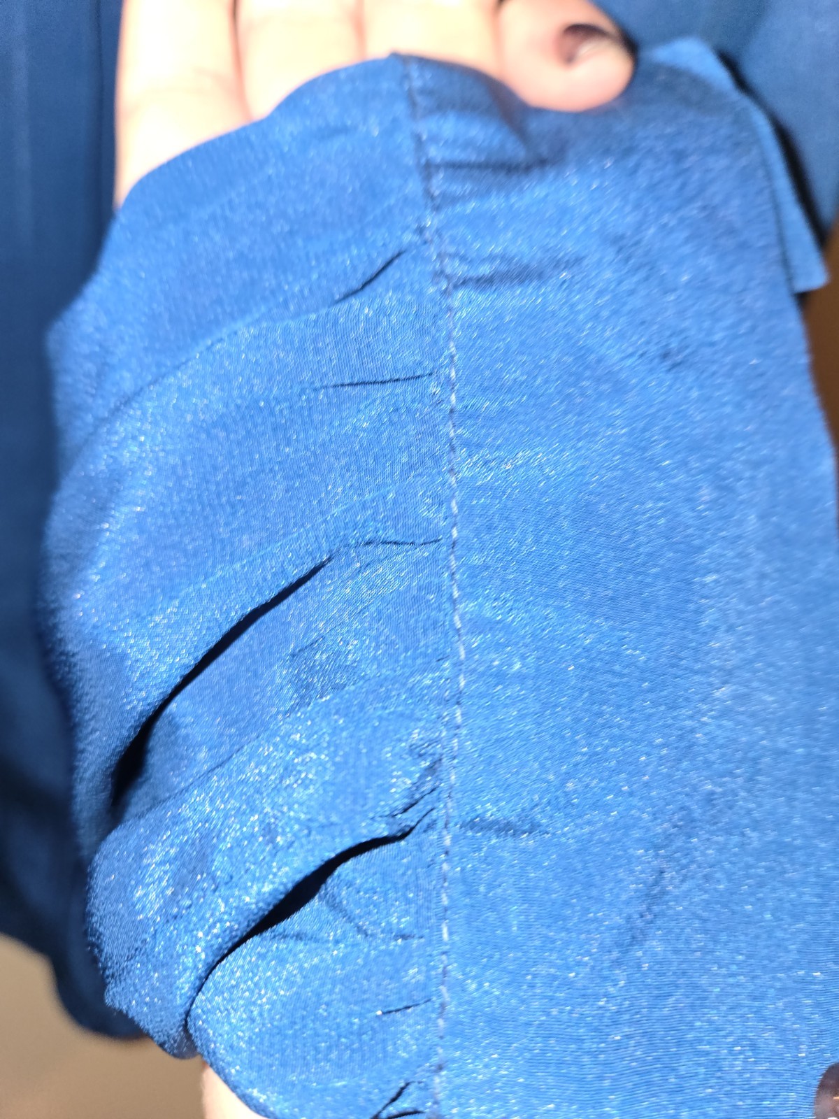 Howard Wolf Blouse Vintage Peacock Blue, Buttons Back, High Neck Double Collar