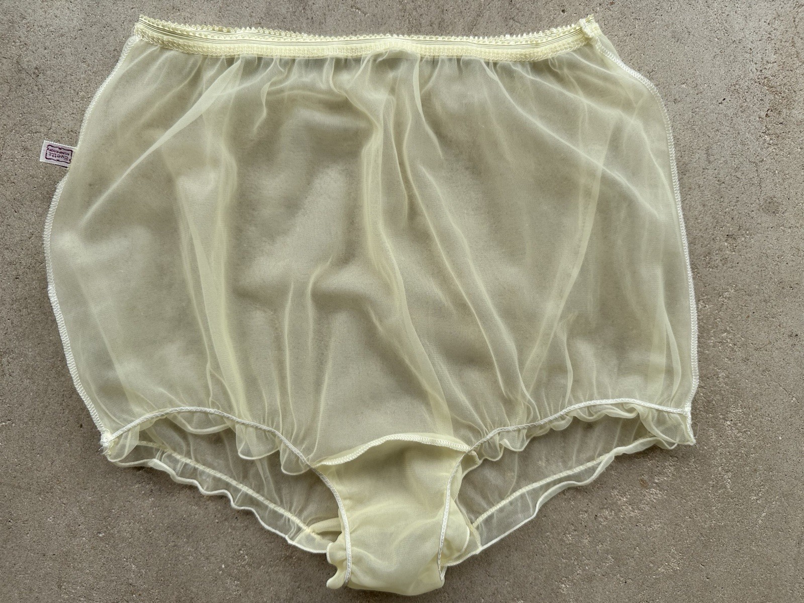 1960s Babydoll Set Evette Runproof Sheer Mushroom Gusset Panty 2 Tone Ruffle VTG