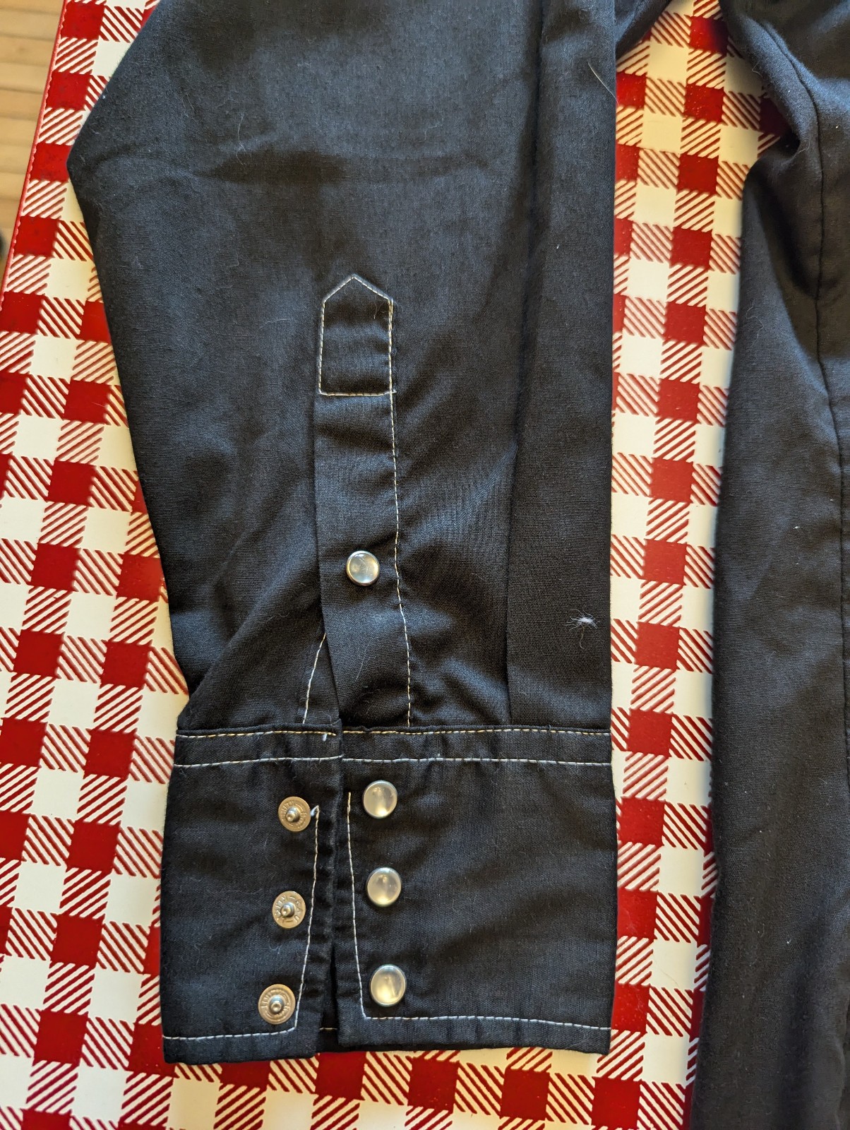 Vintage Panhandle Slim Western Bib Front Shirt Mens L Black Pearl Snap USA 80s