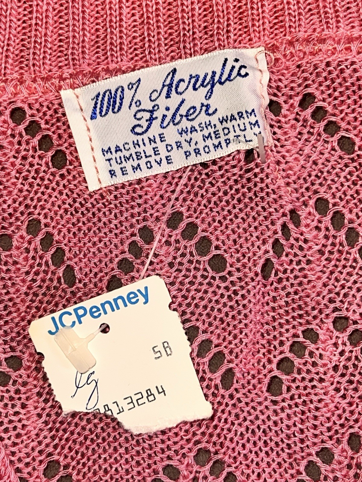 NEW VTG JCPenney Light Weight Sweater Pink Women’s Large 100% Acrylic Spring